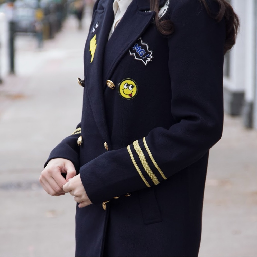 Military style coat with patches, Size S - Picture 11 of 11